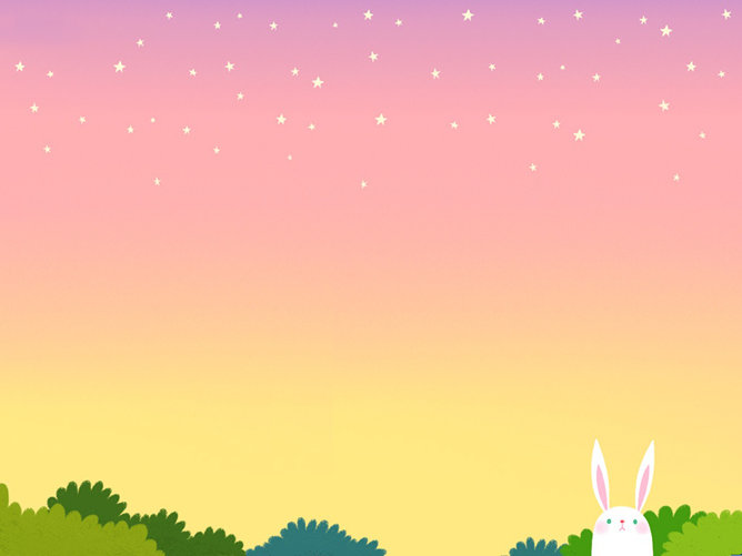 粉色天空可爱小兔子幻灯片背景图片,jpg格式,1024×768分辨率