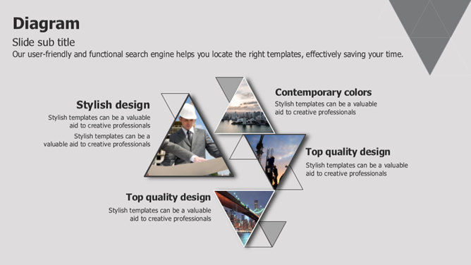 創意三角形排版建築施工PPT模板