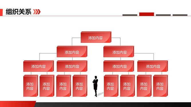 红色立体大气组织结构PPT模板