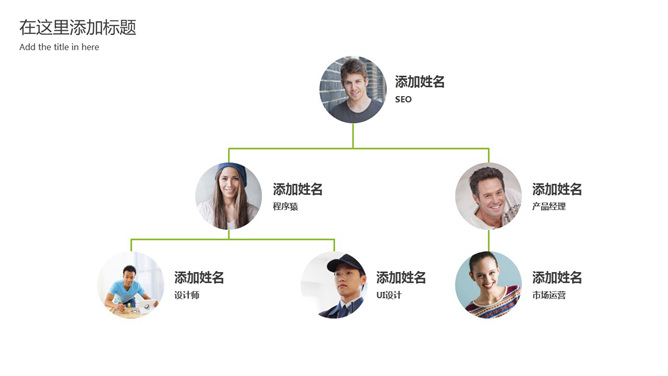 简洁带头像PPT组织结构图