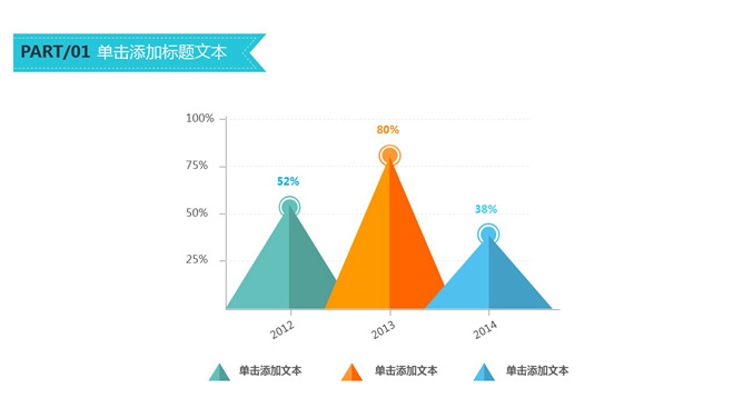 山形锥形柱状图PPT模板素材