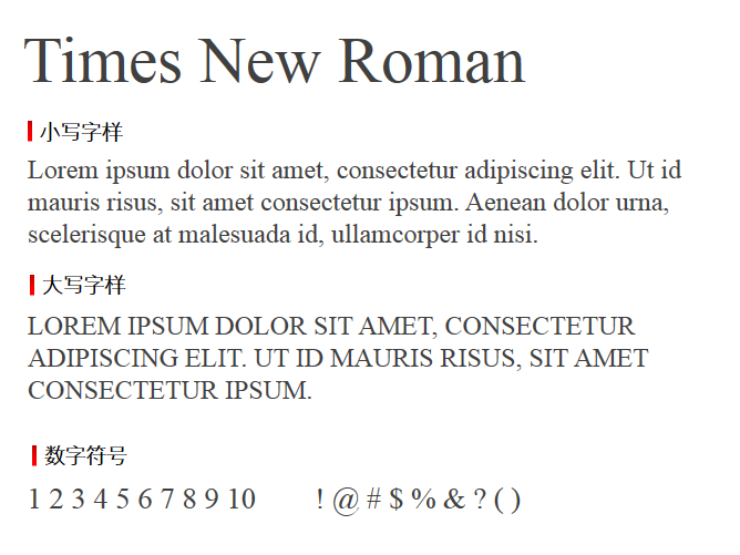 Times New Roman字体