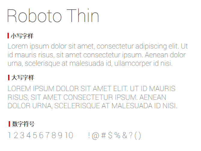 Roboto Thin字体