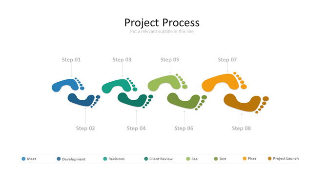创意脚印步骤流程图PPT图形