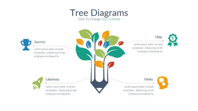 铅笔树形PPT图形素材