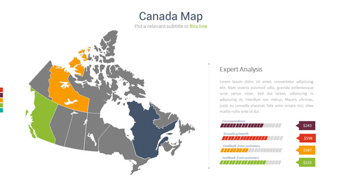 加拿大地图PPT素材