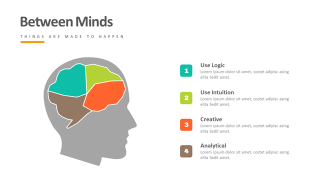 人头大脑四项PPT图形