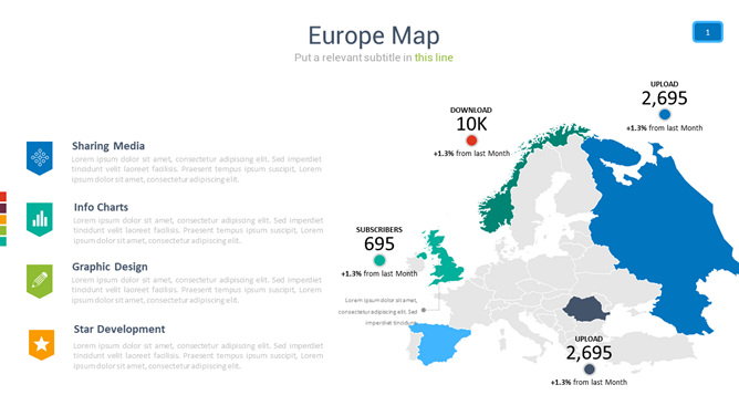 欧洲地图PPT素材