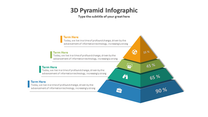 3D金字塔层次PPT图形